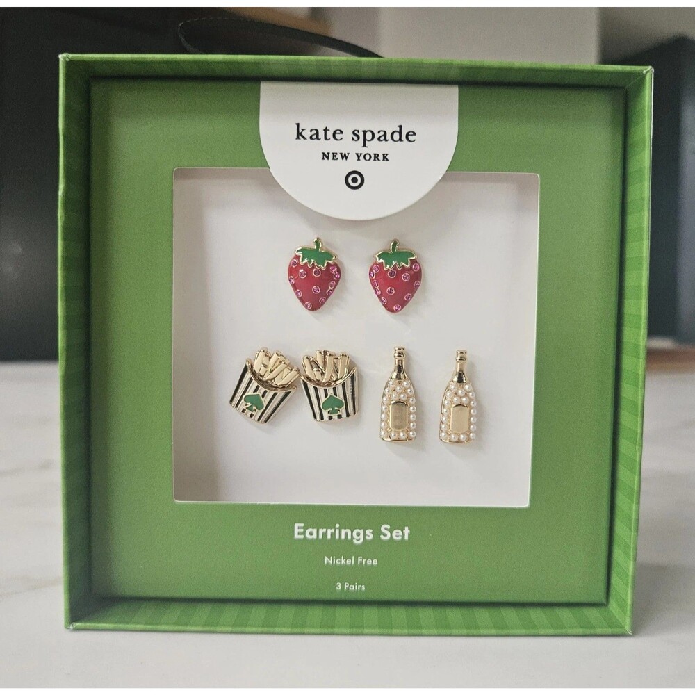 Kate Spade New York x Target Mixed Novelty Stud Earrings 3 Pairs New in Box